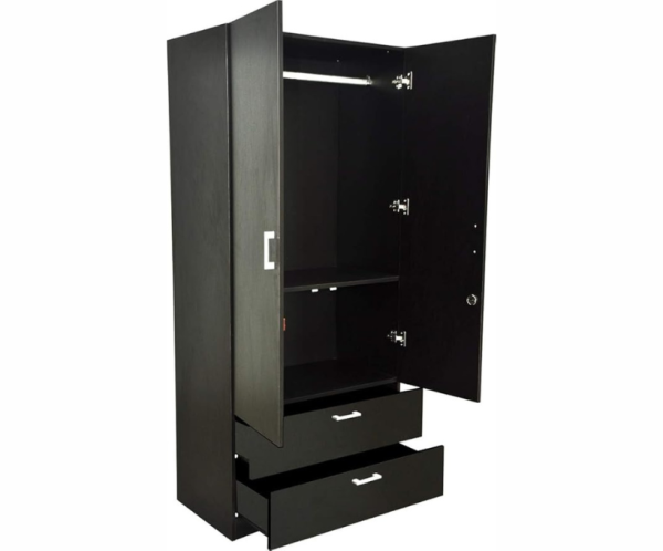 Double Door Wardrobe with Mirror | Engineered Wood - Wenge Finish