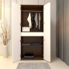 Engineered Wood Double Door Wardrobe | Finish – Natural Walnut with Frosty White