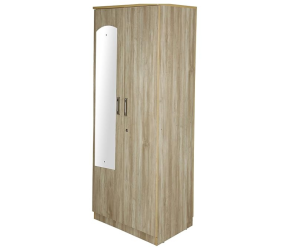 Cafe Walnut Wooden Double Door Wardrobe with Mirror | Standard | Beige