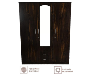 Three Door Wardrobe Apple Wood with Mirror