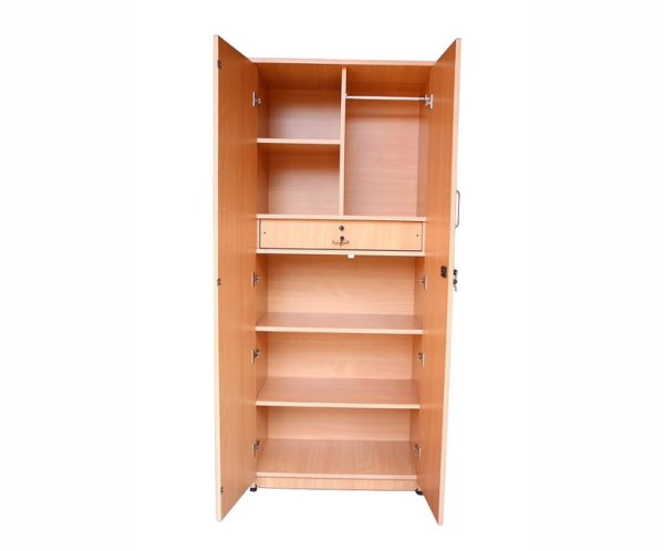 Double Door Wardrobe with Drawer | Beige