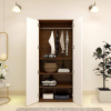 Premium Engineered Wood Double Door Wardrobe | Finish – Natural Walnut with Frosty White