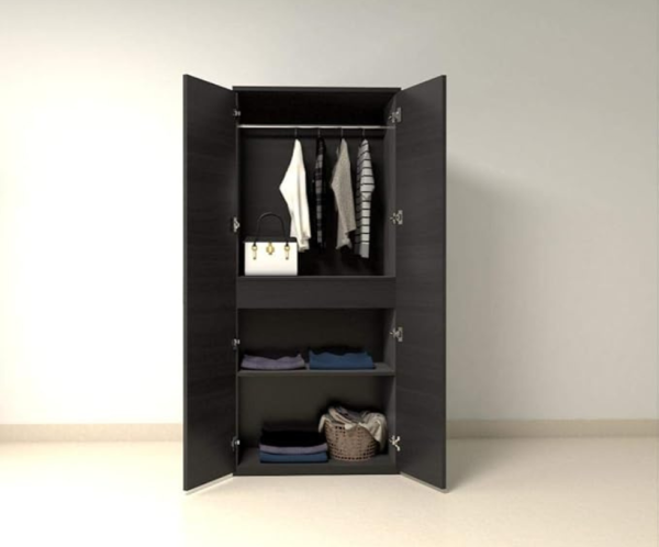 Premium Engineered Wood Double Door Wardrobe | Finish – Natural Wenge