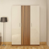 Engineered Wood Three Door Wardrobe | Asian Walnut & White