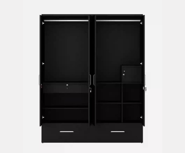 Four Door Wardrobe with Mirror, Drawers and Hanging Space for Bedroom