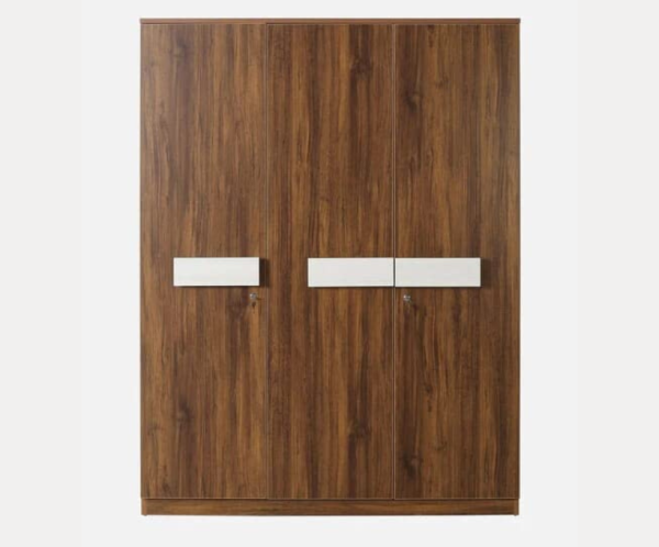 Engineered Wood Three Door Wardrobe | With Drawer And Shelves