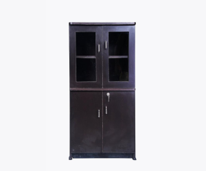 4 feet Matte Multi-Ply Wood Bookcase with Four Door | Black