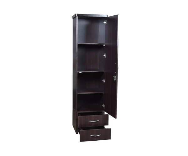 2 Single Door Wardrobe | Brick Textured | Black
