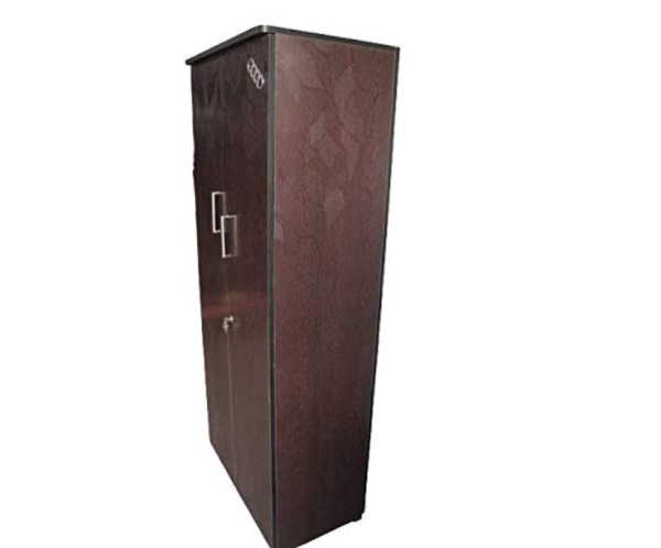 Double Door Engineered Wood Wardrobe | Black Textured