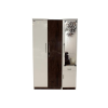 Modern Amenities Engineered Wood Three Door High Glossy Wardrobe with Mirror | White and Brown