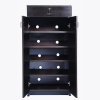 Wooden Shoe Case Almirah Storage Organizer | Double Door Cupboard Stand | Dark Walnut Color