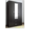 Engineered Wood Three Door Wardrobe | Finish Color - Natural Wenge | Mirror Included