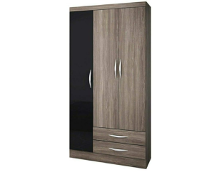 Three Door Wardrobe and Two Drawers in Dual Color Wooden Almirah