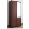 Allen Engineered Wood Double Door Wardrobe | Finish Color - Walnut | Mirror Included