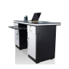 Wood Finish Office Desk with Drawers and Storage | White and Black