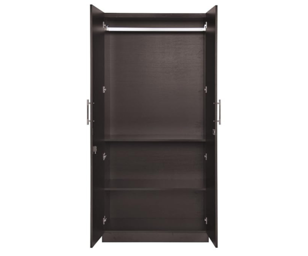 Double Door Wardrobe with Mirror in Dark Walnut | Black Shade