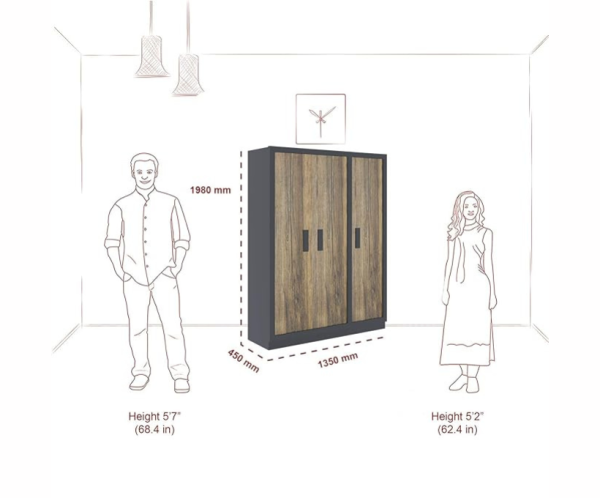 Engineered Wood G7 Wardrobe | Forest Dark & Grey