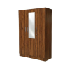 Three Door Wooden Wardrobe with Mirror | Engineered Wood Wardrobe | Brown