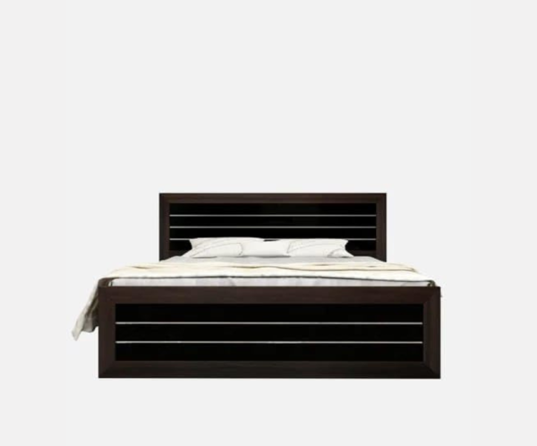 Double Bed in Wenge with Storage for Bedroom | Queen Size