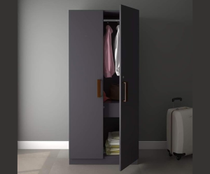Premium Double Door Wardrobe in Grey Finished for Bedroom