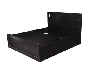 Leaf Textured Brownish Black Storage Queen Size Bed