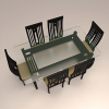 Curved Colonial Styled 6 Seater Dining Set with Glass Table Top | Brown
