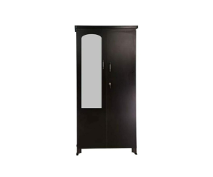 Engineered Wood Double Door Wardrobe with 1 Mirror | Brown