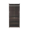 Engineered Wood Double Door Wardrobe with 1 Mirror | Dark Brown