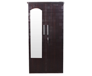 Mordern Brick Textured Double Door Wardrobe With Mirror