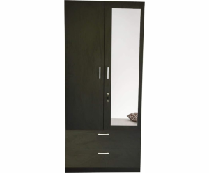 Double Door Wardrobe with Mirror | Engineered Wood - Wenge Finish