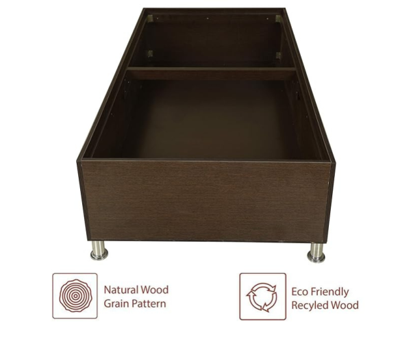 Wood Single Bed with Storage | Brown