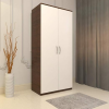 Engineered Wood Double Door Wardrobe | Finish – Natural Walnut with Frosty White