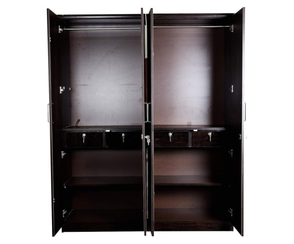 Four Door Wood Wardrobe | Brown