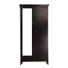 Double Door Engineered Wood Wardrobe with Mirror | Black