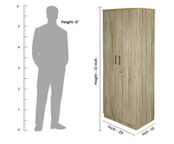 Wooden Cafe Walnut Double Door Wardrobe | Beige