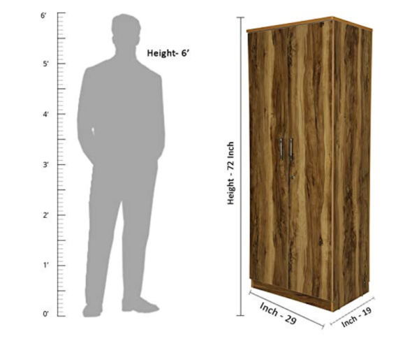 Wooden Tigress Teak Double Door Wardrobe | Brown