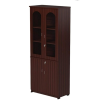 Two Door Multimedia Unit Engineered Wood Matte Book Shelf Book Cabinet With Glass Doors | Maroon