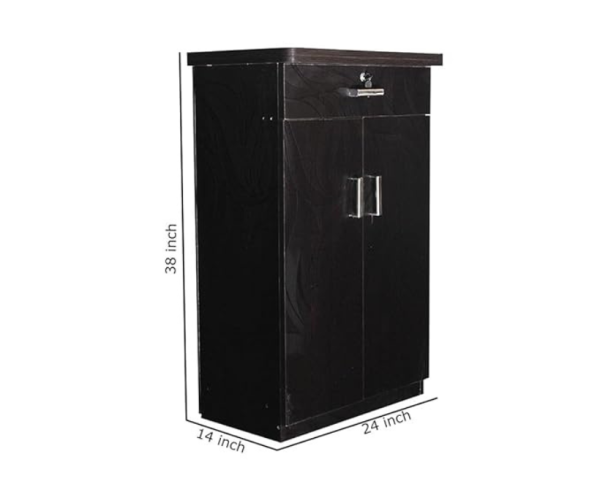 S Textured Double Door Shoe Rack in Dark Brown