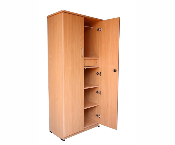 Double Door Wardrobe with Drawer | Beige