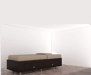 Single Bed With Box Storage Box Deewan | Engineered Wood | Glossy | Black