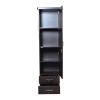 Brick Textured Engineered Wood Single Door Wardrobe with Mirror | Brown