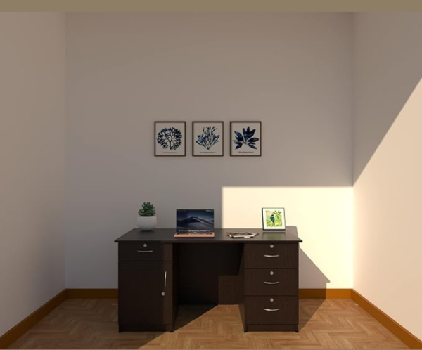 Modern Engineered Wood Office Desk | Study Desk | Walnut Finish in Black color
