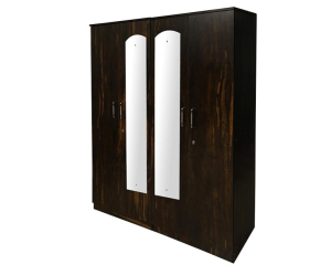 Apple Wood Four Door Wardrobe with Mirror