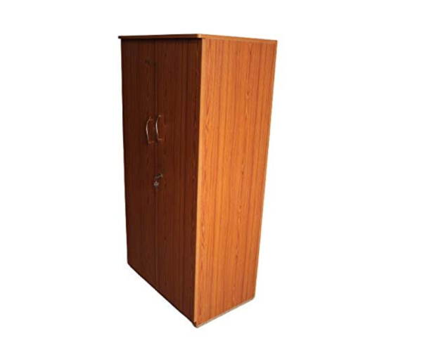 Engineered Wood Double Door Wardrobe 5 feet | Teak Wood Color Textured