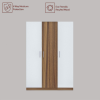 Engineered Wood Three Door Wardrobe | Asian Walnut & White