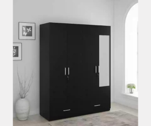 Four Door Wardrobe with Mirror, Drawers and Hanging Space for Bedroom