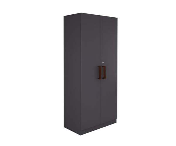 Engineered Wood Double Door Wardrobe | Finish Color - Slate Grey