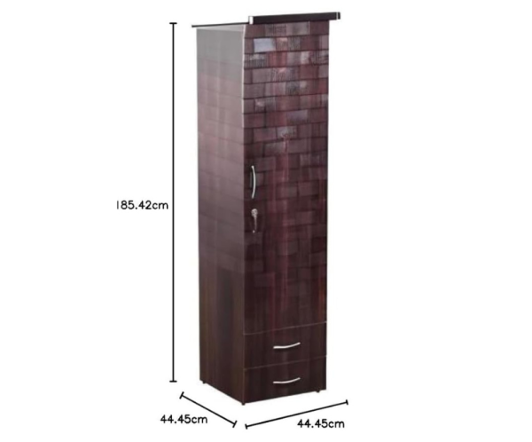 3 Single Door Wardrobe | Brick Textured | Black