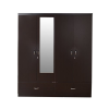 Engineered Wood Four Door Wardrobe in Brown Color with Mirror