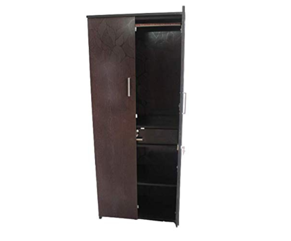 Double Door Engineered Wood Wardrobe | Black Textured